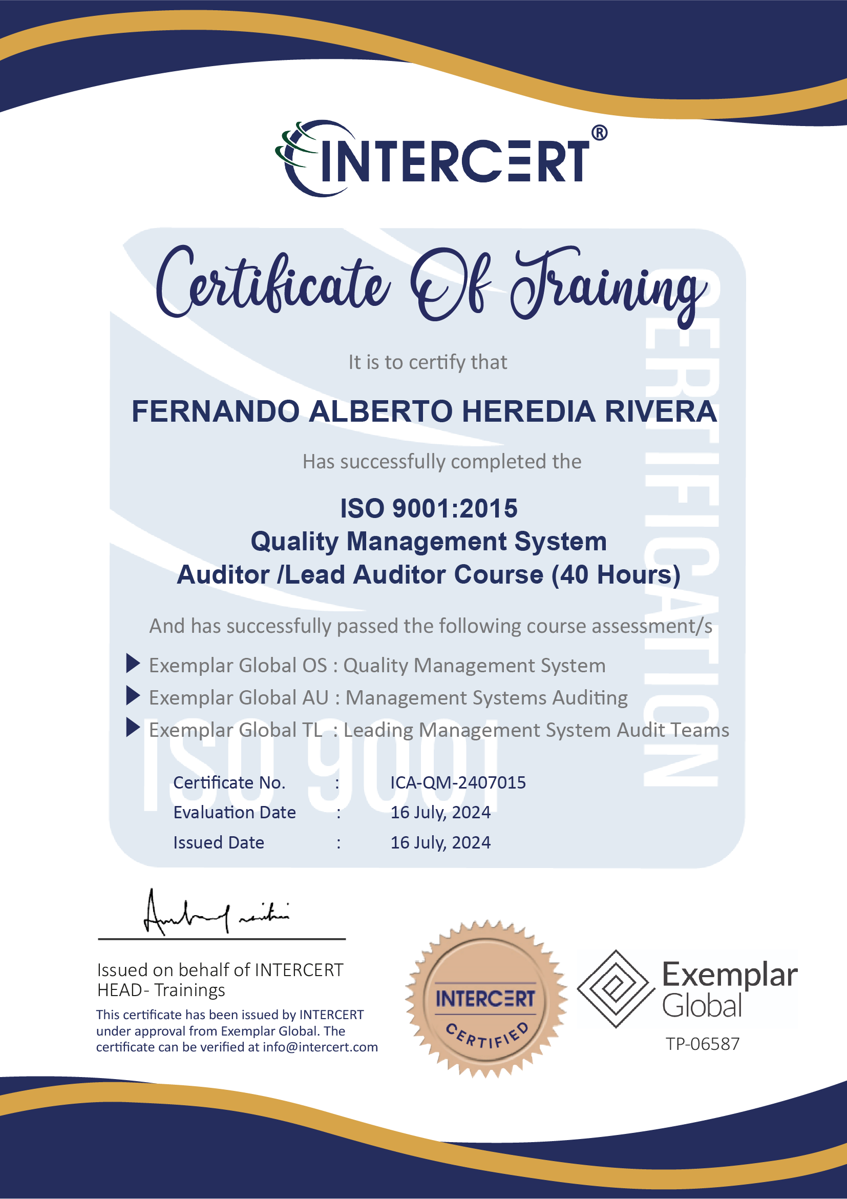 Lead Auditor Certificate
