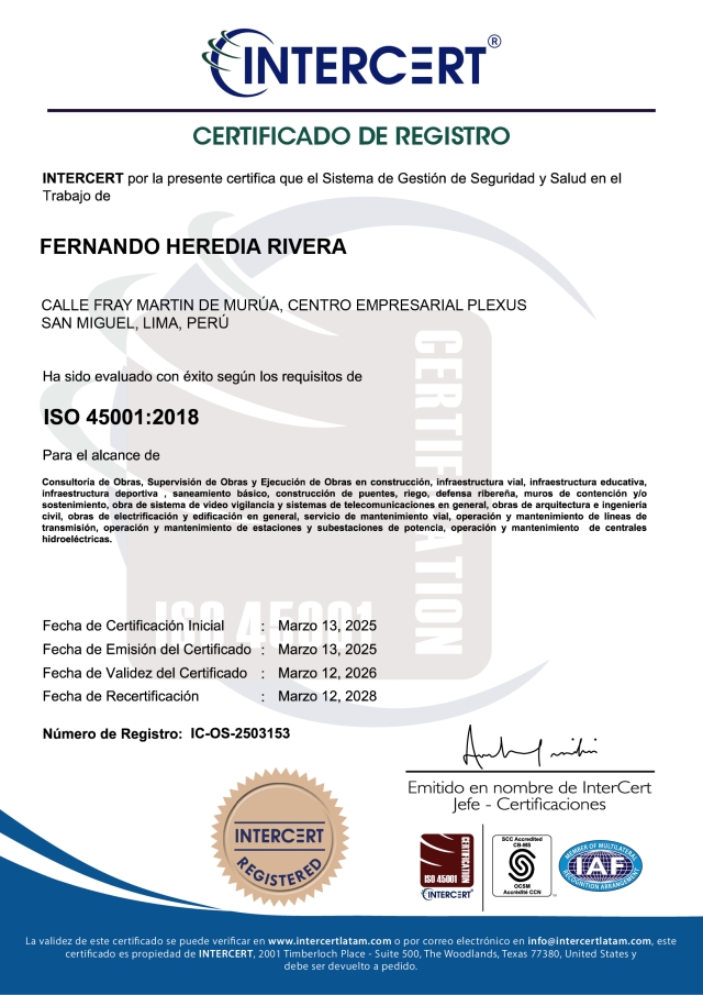 Certificate 45001